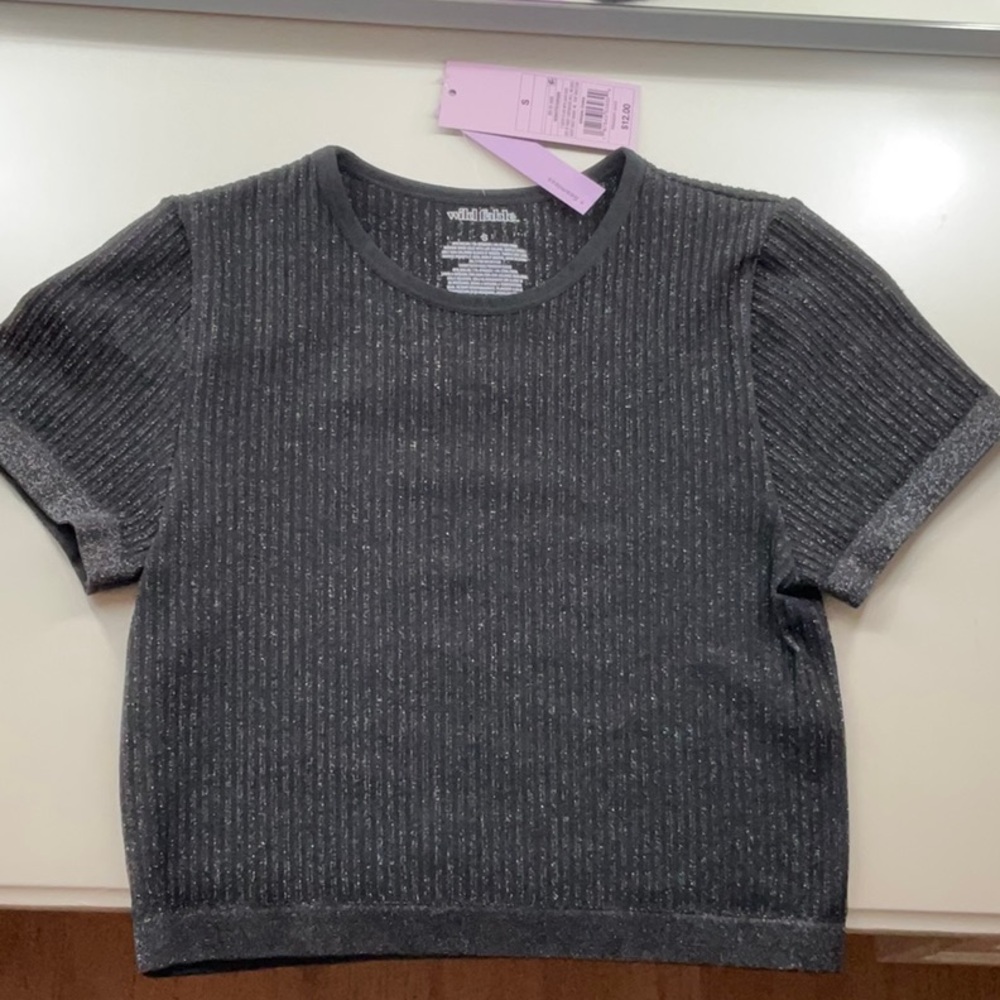 Black sparkly crop top